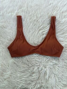aerie Ribbed Scoop Bralette - Rust Brown
